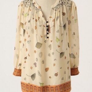 Anthropologie Floreat silk fall print top